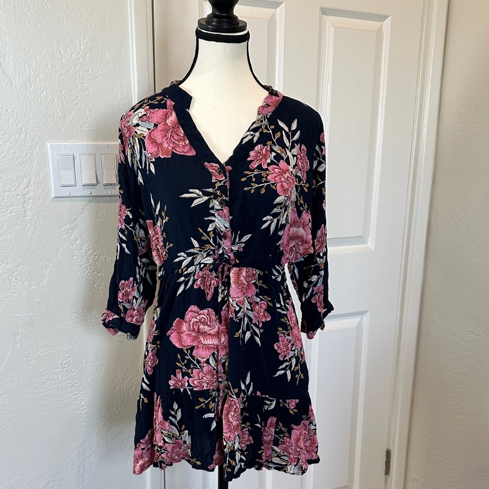 Billabong Navy and Pink Floral Tunic